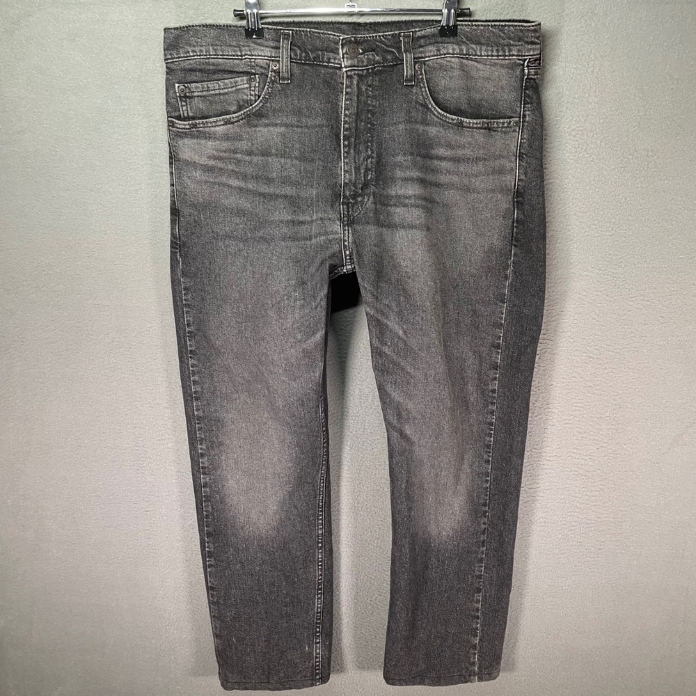 Levis 505 Jeans Mens 36x29 Black Straight Leg Denim Faded (Hemmed‎ 36x26)